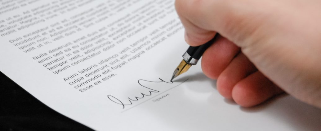signing a legal form